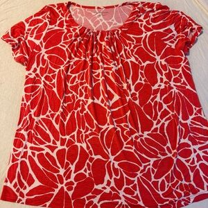 Croft & Barrow Red and White Floral Blouse